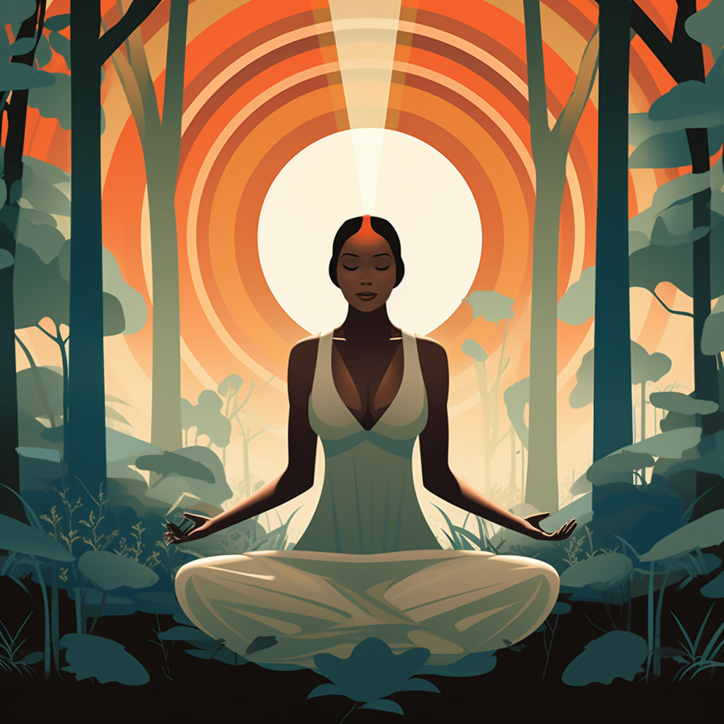 A woman in a peaceful pose, meditating for mental well-being.