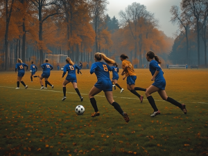 Women's soccer match in autumn setting. Acupuncture in Sports Medicine